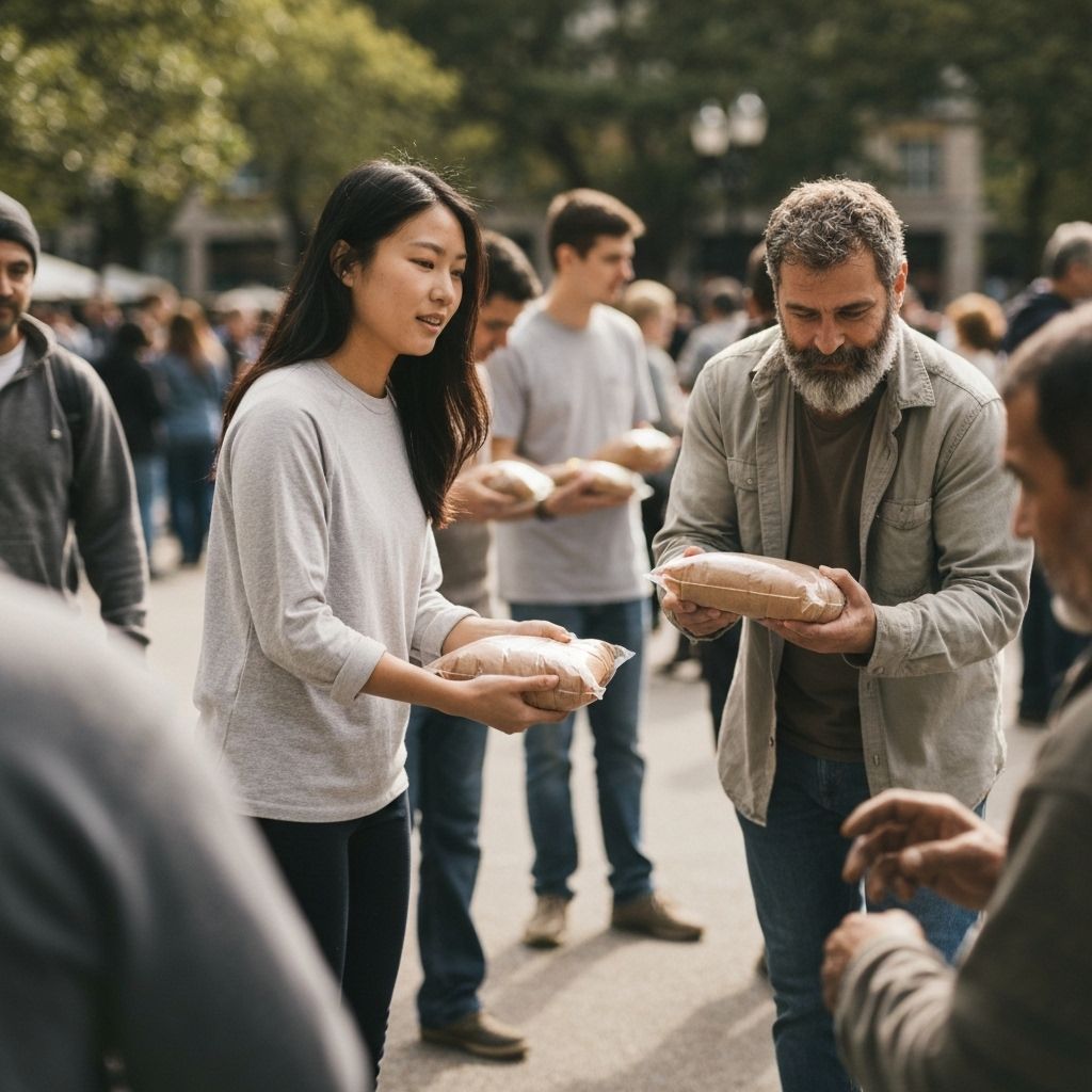 Volunteers helping homeless individuals