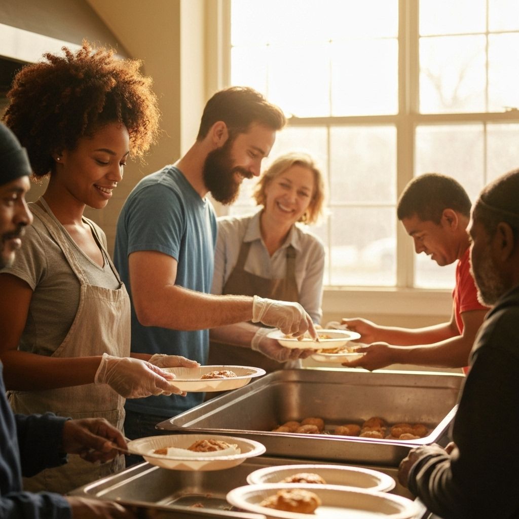Volunteers helping homeless individuals
